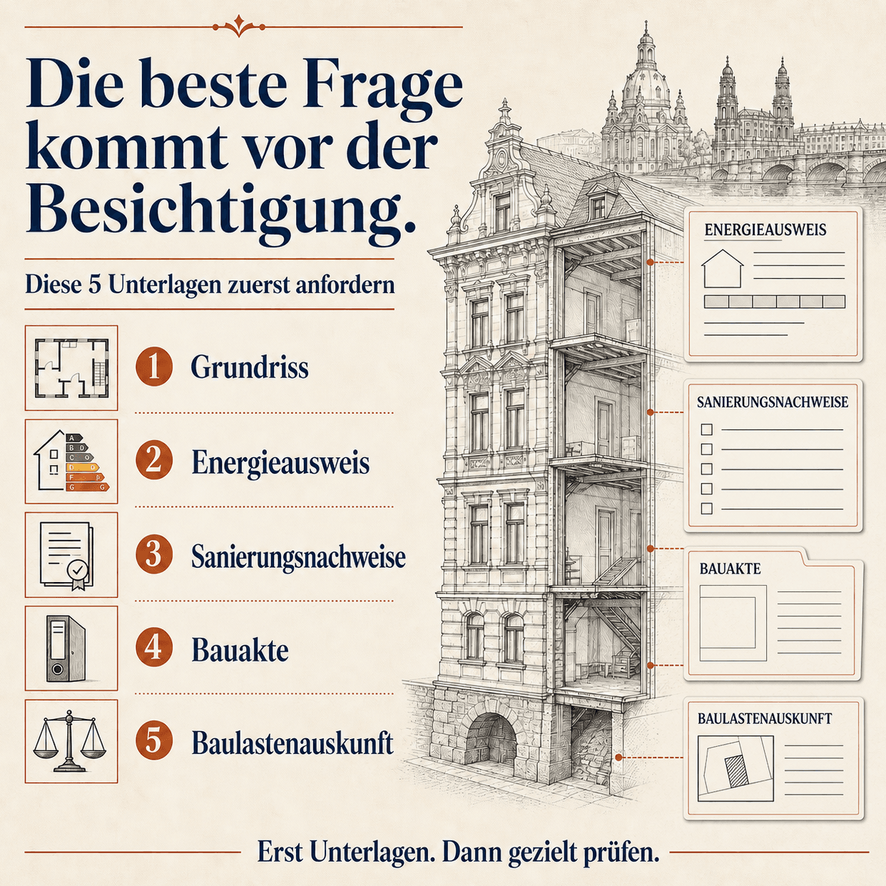 Fachgrafik zu Unterlagen beim Hauskauf in Dresden: 5 wichtige Nachweise von Richard Mütze, Baugutachter Dresden