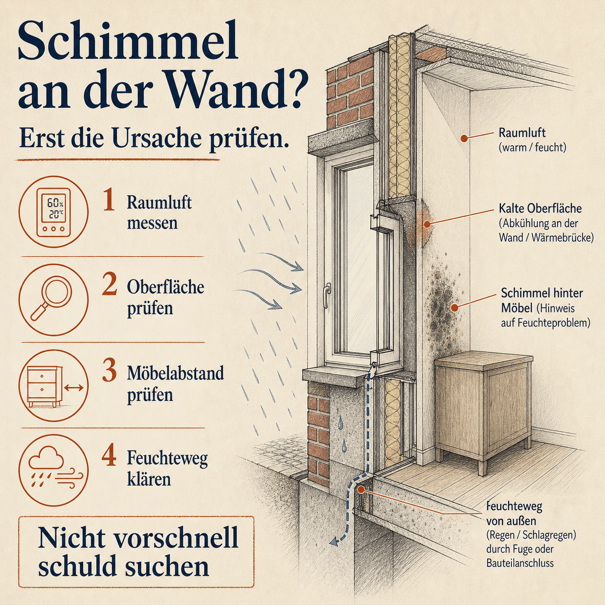 Schimmel, Lüftungsfehler oder Baumangel?
